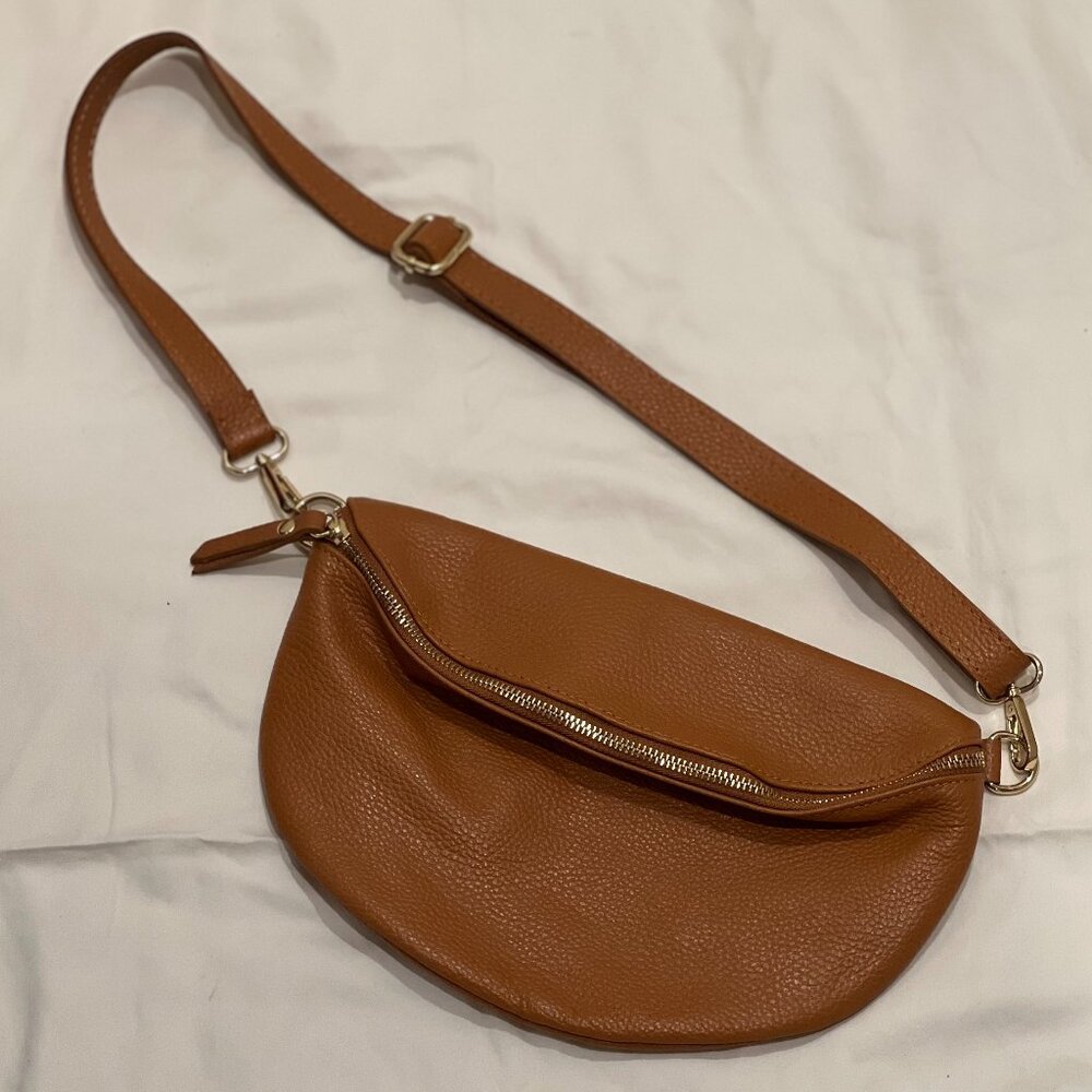 Genuine Italian Leather Adjustable Crossbody Bag – Never Worn